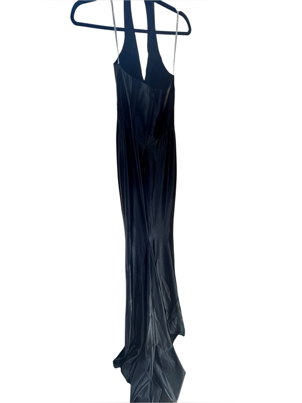 JOVANI Black Satin Halter Gown – Size 0 - Picture 6 of 7